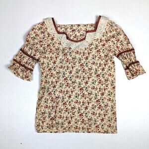 Vtg Marchela Incorporated Shirt Womens 28 M/L Floral Boho Hippie Bell Sleeve 70s